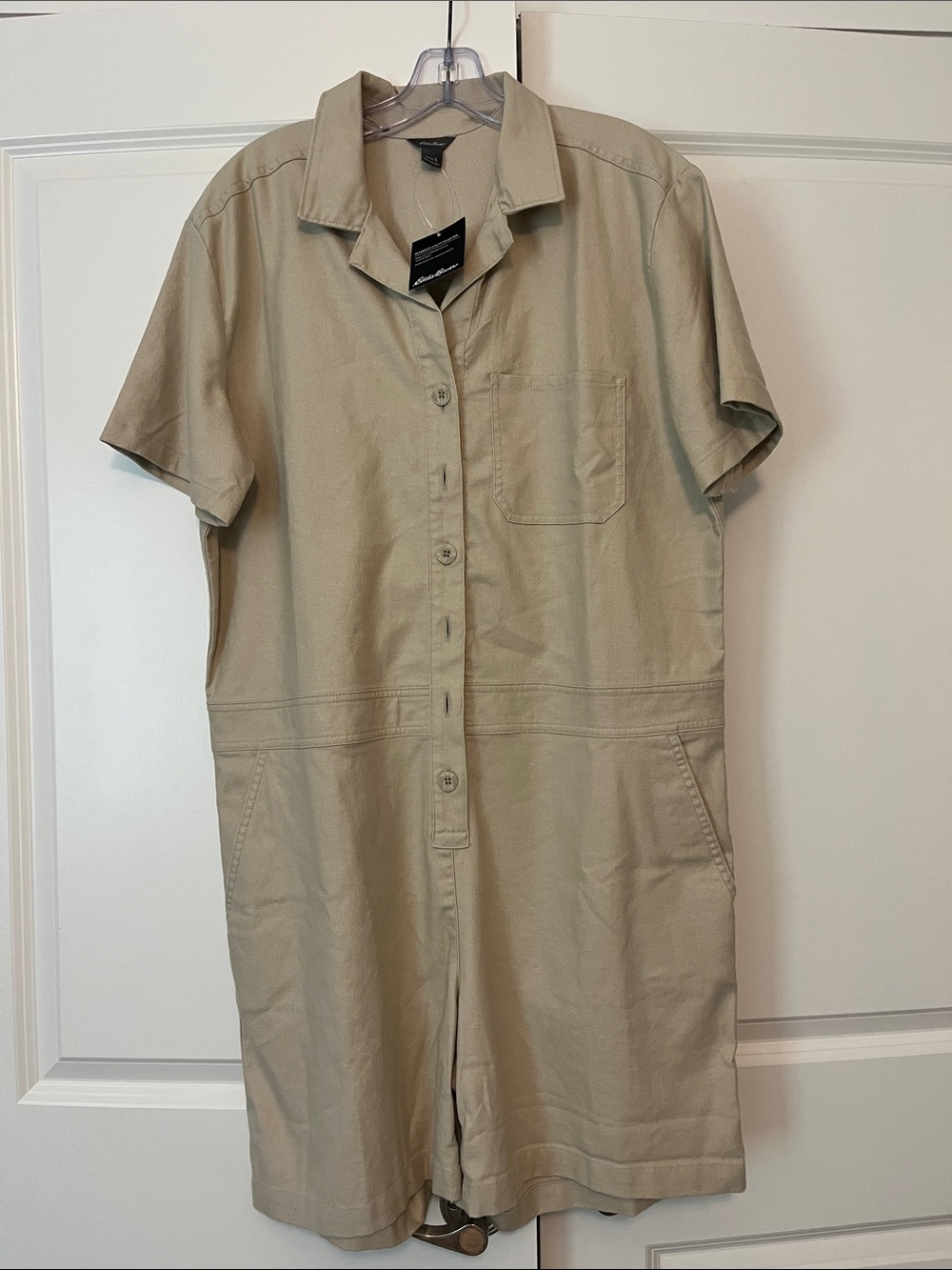 Eddie Bauer utility romper hemplify ecru khaki NEW NWT size large
